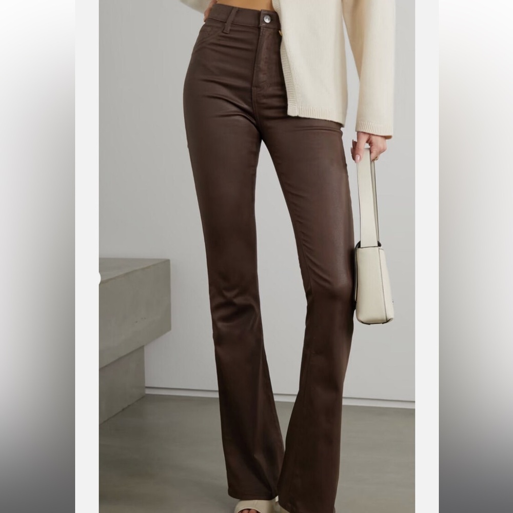 **NWT***  VERONICA BEARD JEANS Beverly Coated Chocolate BROWN High Zip | size 26